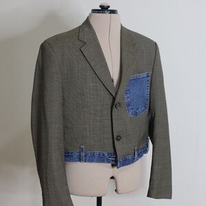 Stylish Upcycled Blazer with Denim Details